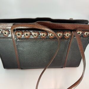 Brighton Black and Brown Heart Accent Shoulder Bag